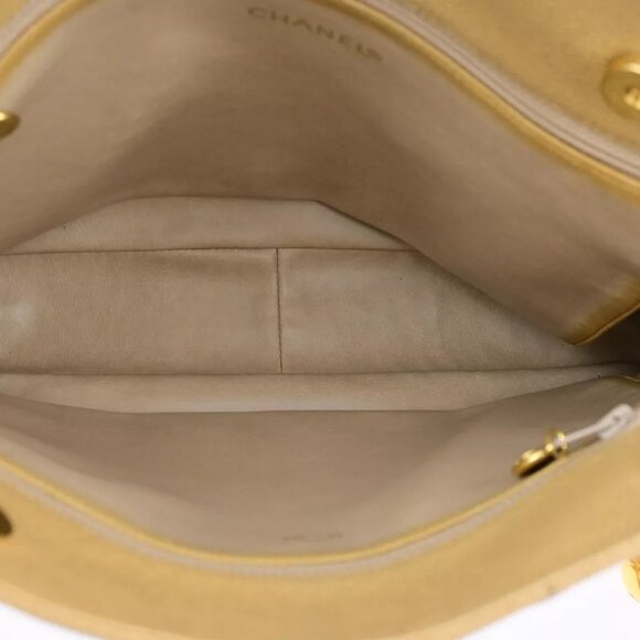 CHANEL CC Matelasse Chain Shoulder Bag Caviar Skin Leather Beige Vintage - Picture 5 of 16